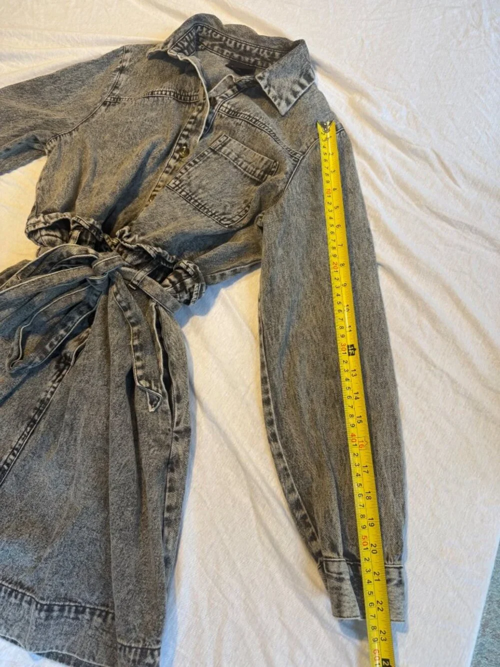 WHO WHAT WEAR Denim Jacket Size S Grey Acid Wash Button Front
